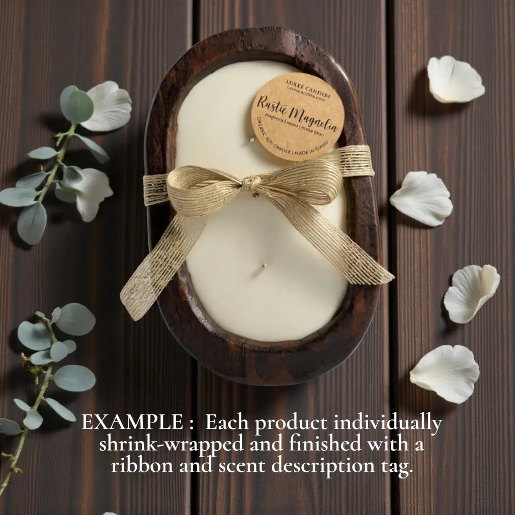 Hot Apple Pie Candle in Hand-carved Bowl | Organic Soy Candle