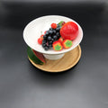 Fine Porcelain Fruit Vase with 10 Inch Bamboo Tray – Set of 2
