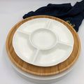 Bamboo and Fine Porcelain 5‑Section Divided Dish Setting