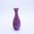 Soft Pink Ceramic Bud Vase with Floral Transfer & Gold‑Trim Rim — 7.75"