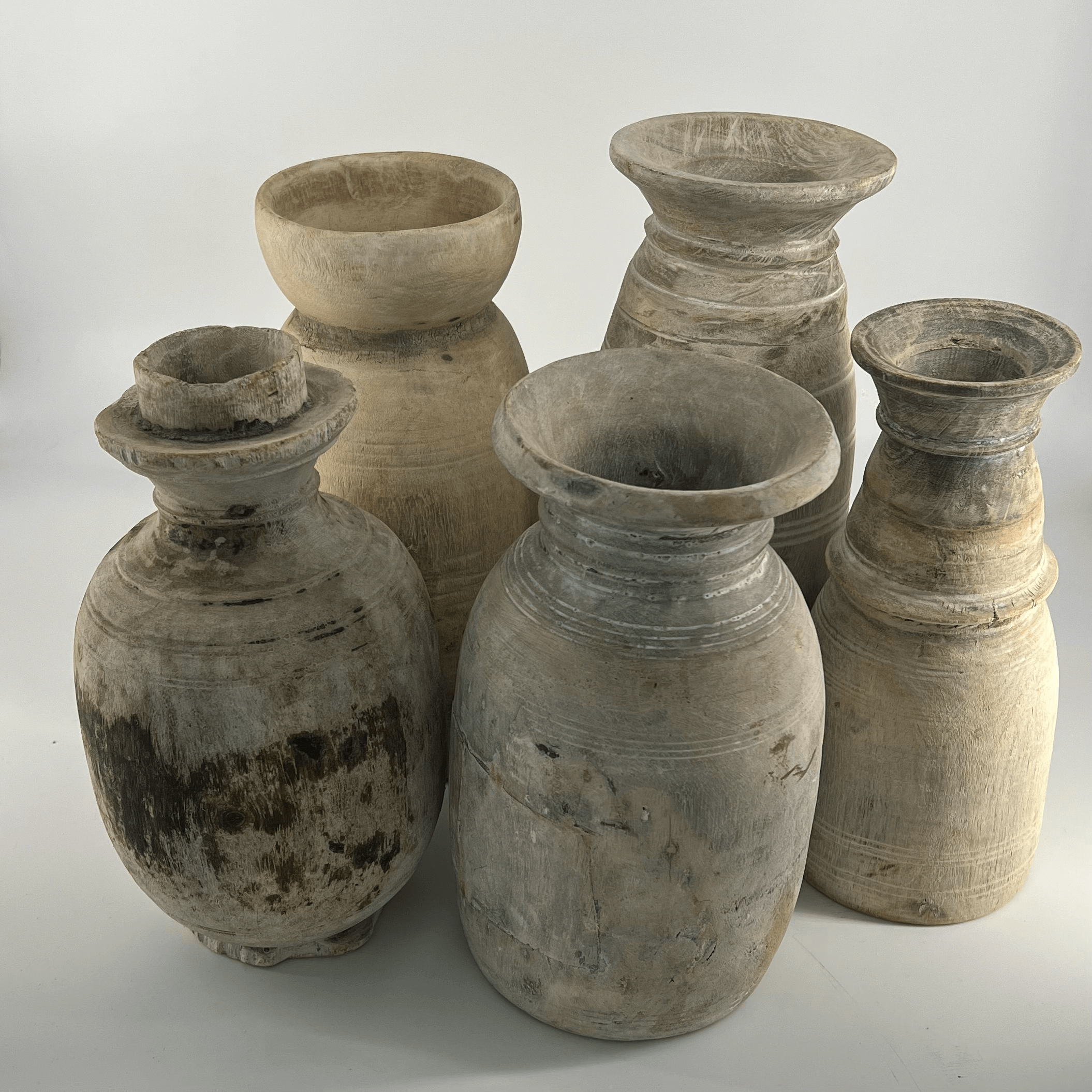 Hand‑Carved Teak Vintage Vessel