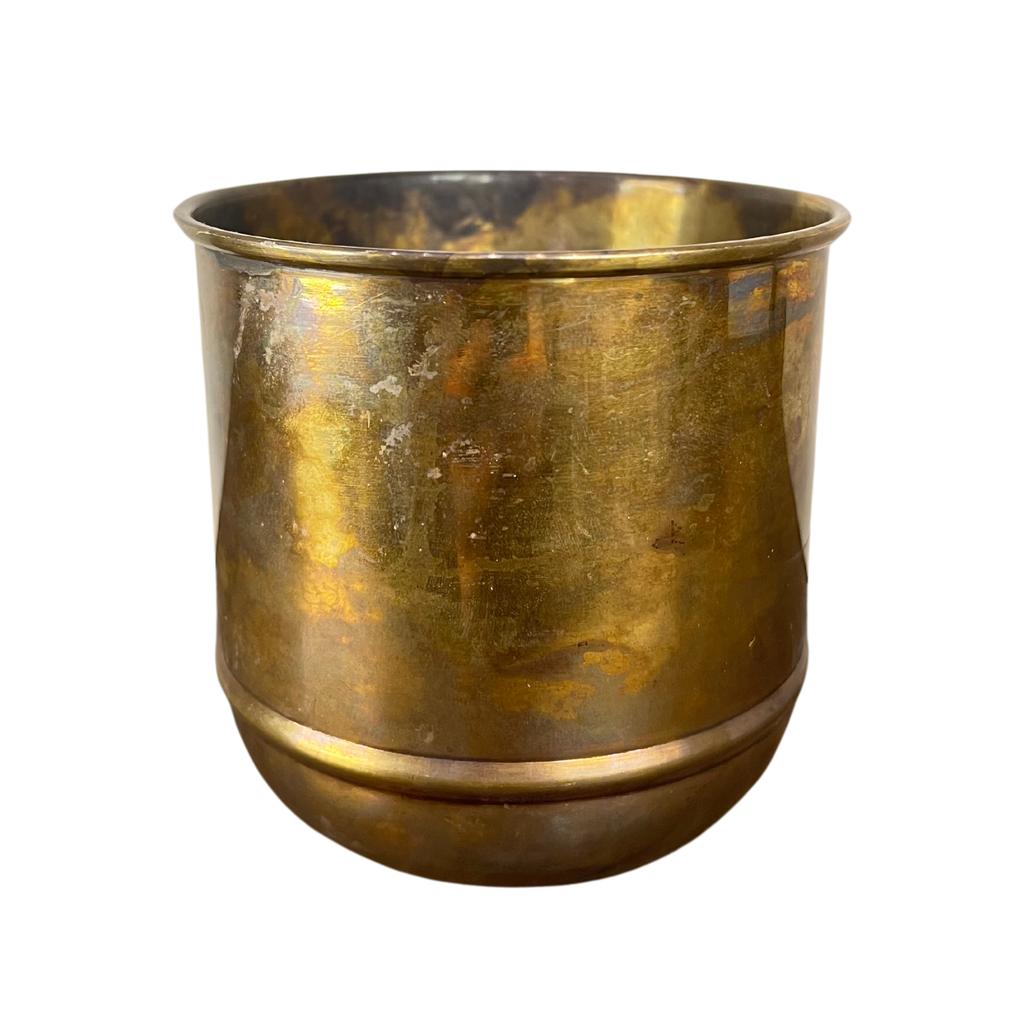 Aged Brass Primrose Pot — Hand‑Burnished