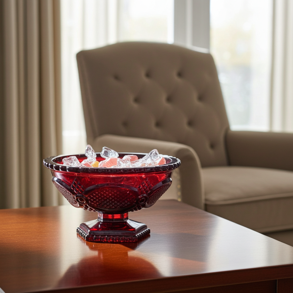 Avon 1876 Cape Cod Ruby Red Pedestal Candy Dish