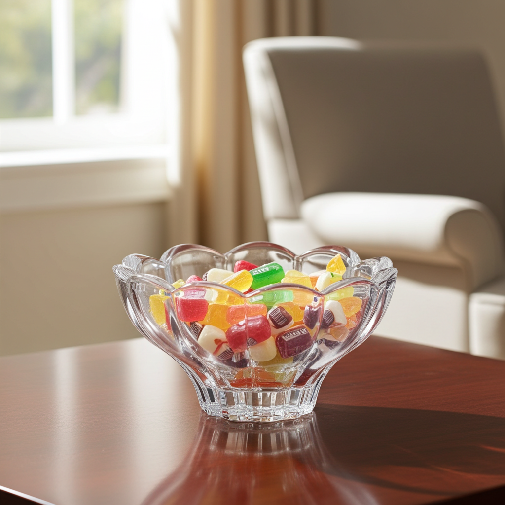 Mikasa Zinnia Lead Crystal Bowl - Clear Zinnia Candy Dish