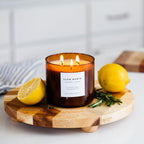 Rosemary + Lemon Signature 3-Docht Kerze – Helle Kräuterzitrusnote