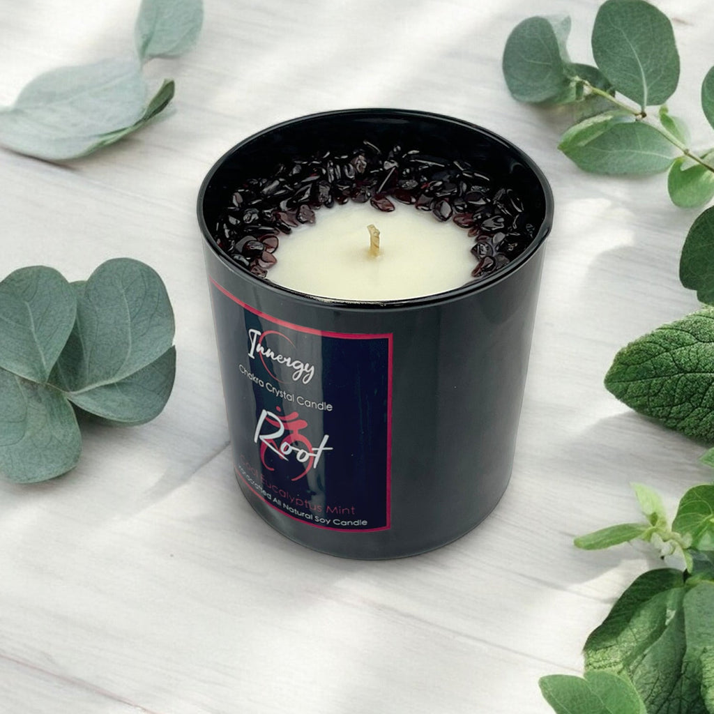 Root Chakra Crystal Candle — 9 oz