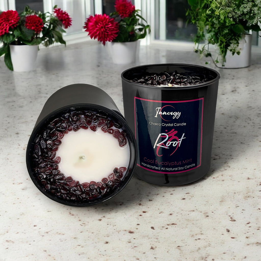 Root Chakra Crystal Candle — 9 oz