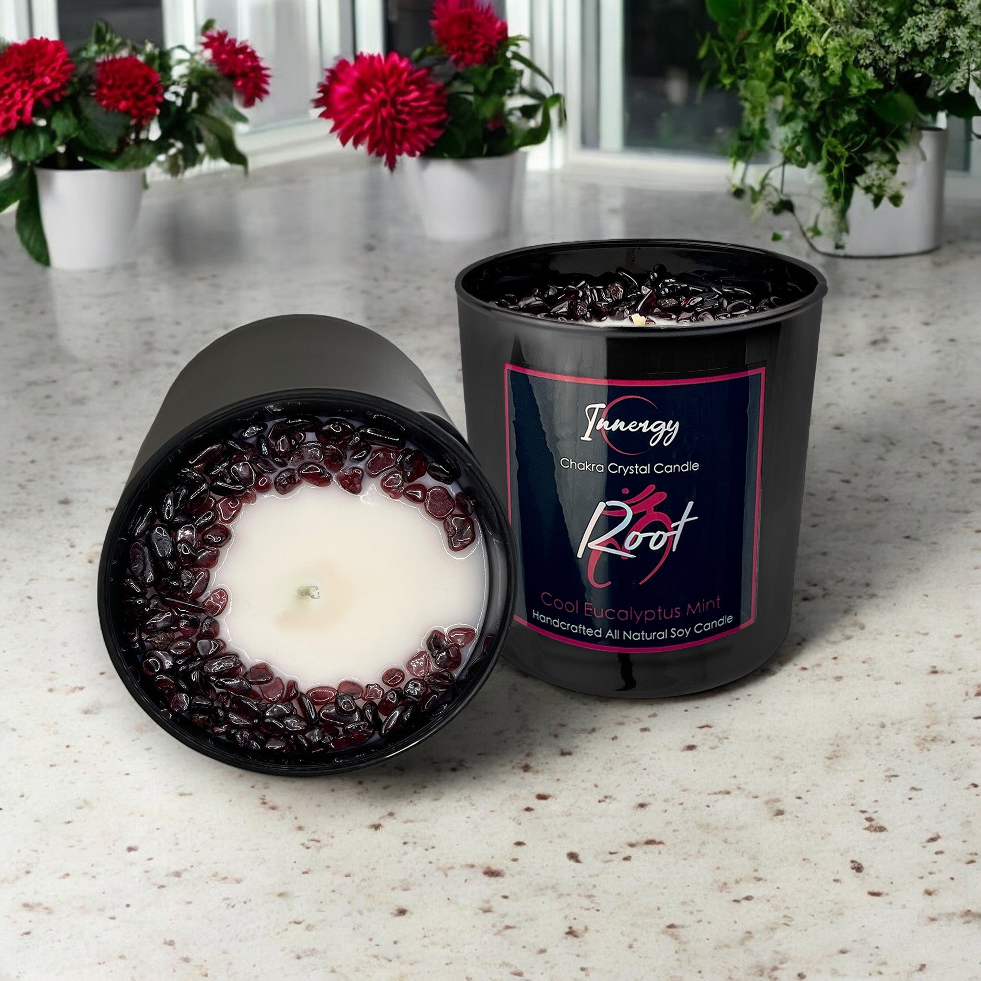 Root Chakra Crystal Candle — 9 oz