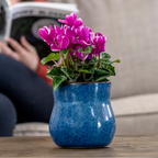 Keramik-Pflanztopf mit Gummieinsatz – Flussblau