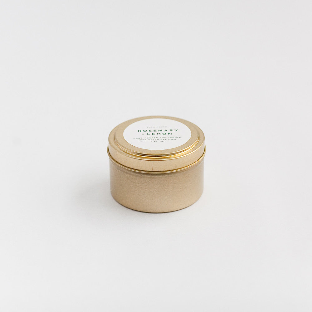 Rosemary + Lemon Travel Candle – Herbal Citrus Blend
