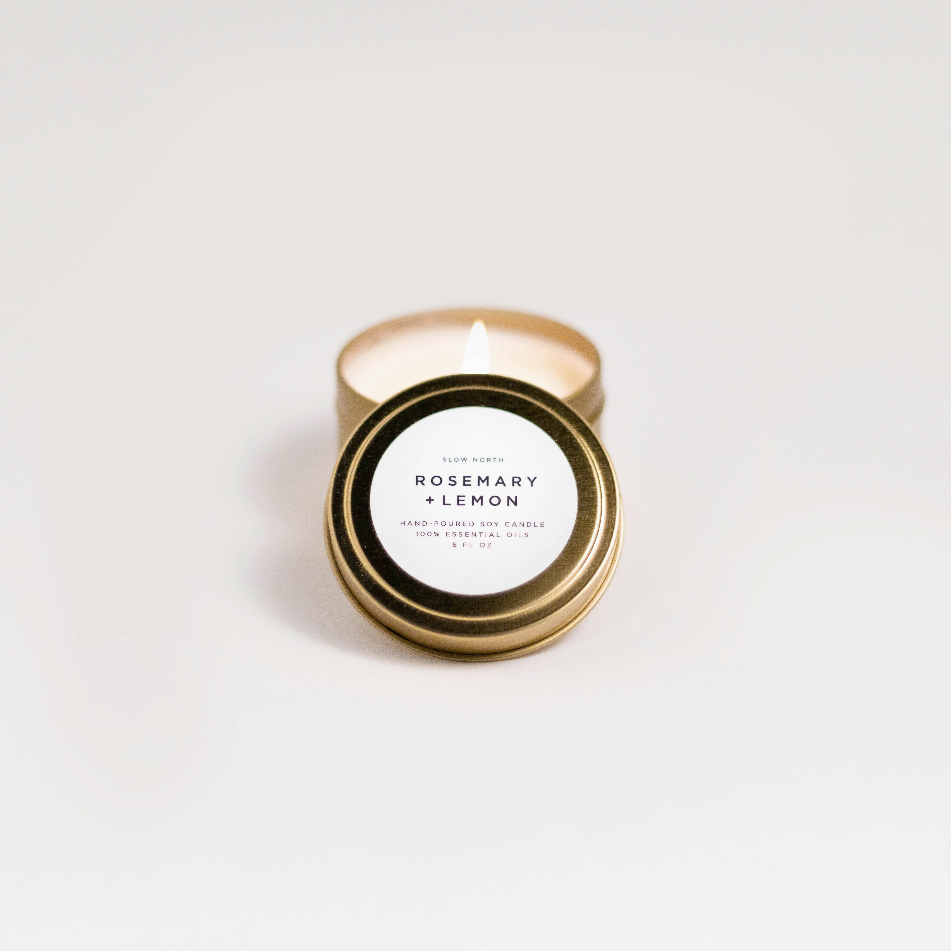 Rosemary + Lemon Travel Candle – Herbal Citrus Blend