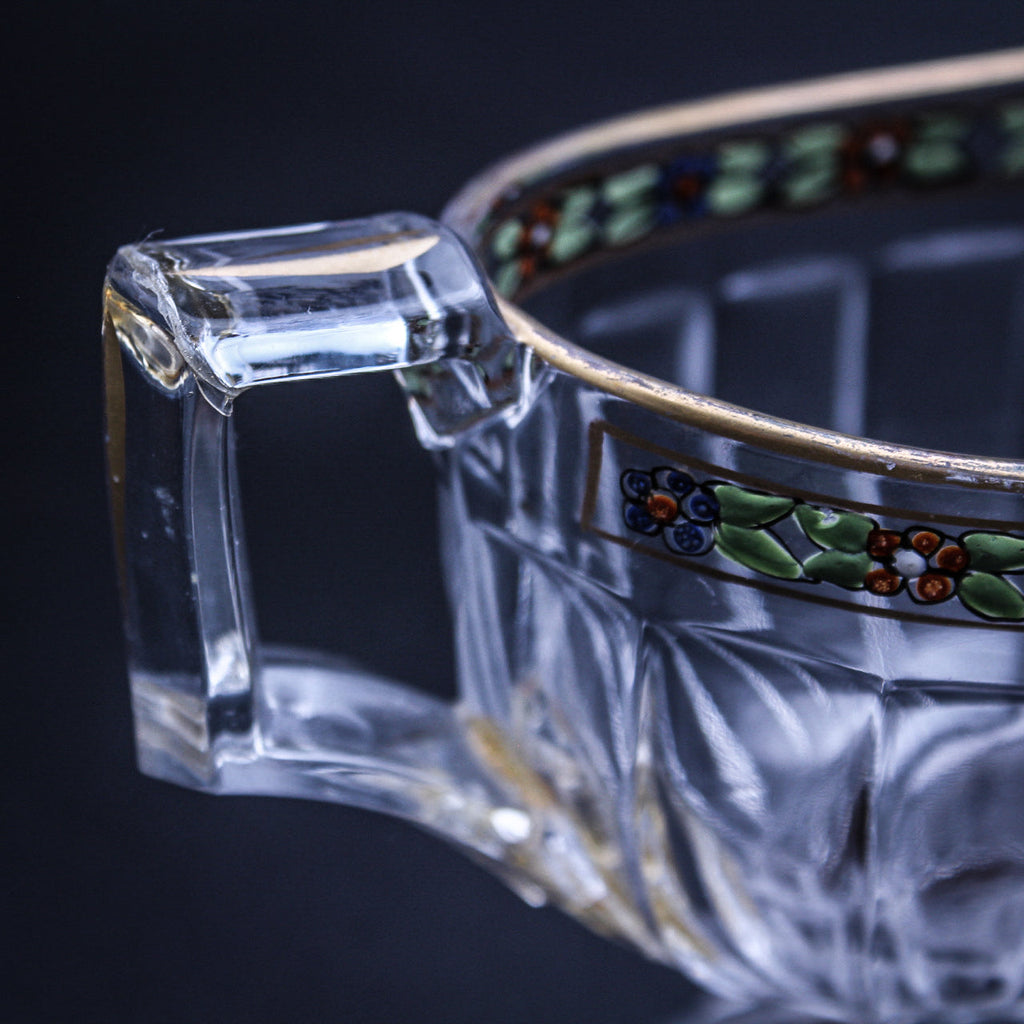 Art Deco Heisey Painted Flower Sugar Bowl & Creamer Set Vintage