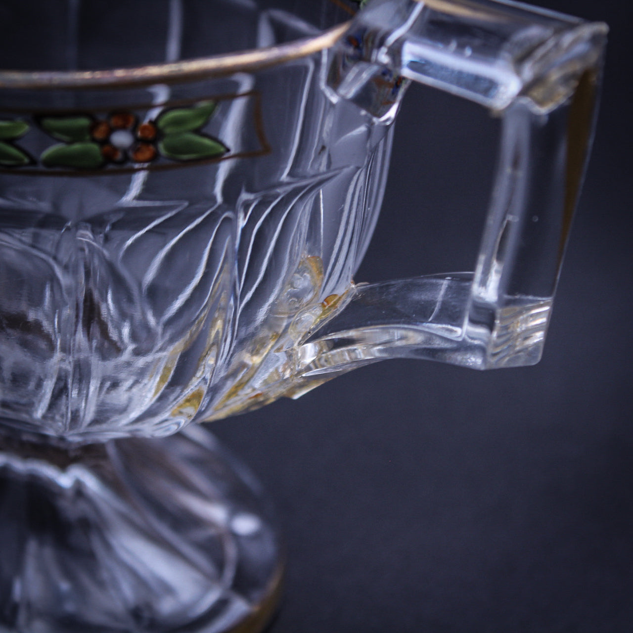 Art Deco Heisey Painted Flower Sugar Bowl & Creamer Set Vintage