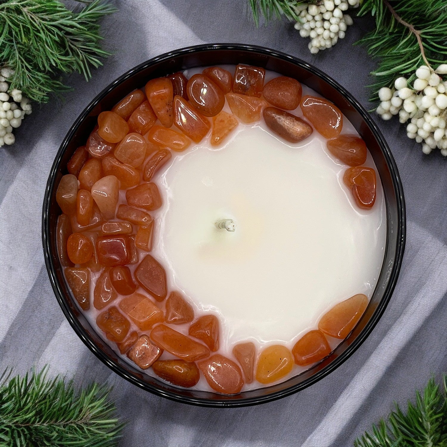 Sacral Chakra Crystal‑Infused Candle — 10 oz