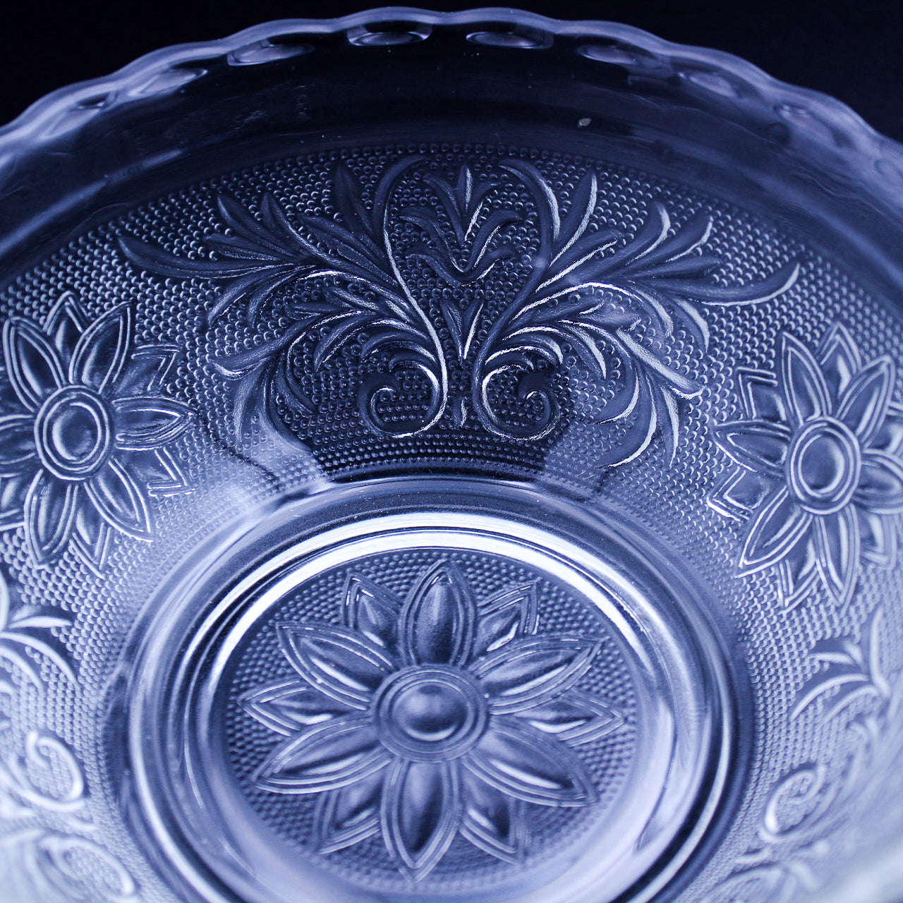 Anchor Hocking Sandwich Clear Glass Bowl — 6⅜" Pressed Floral Design
