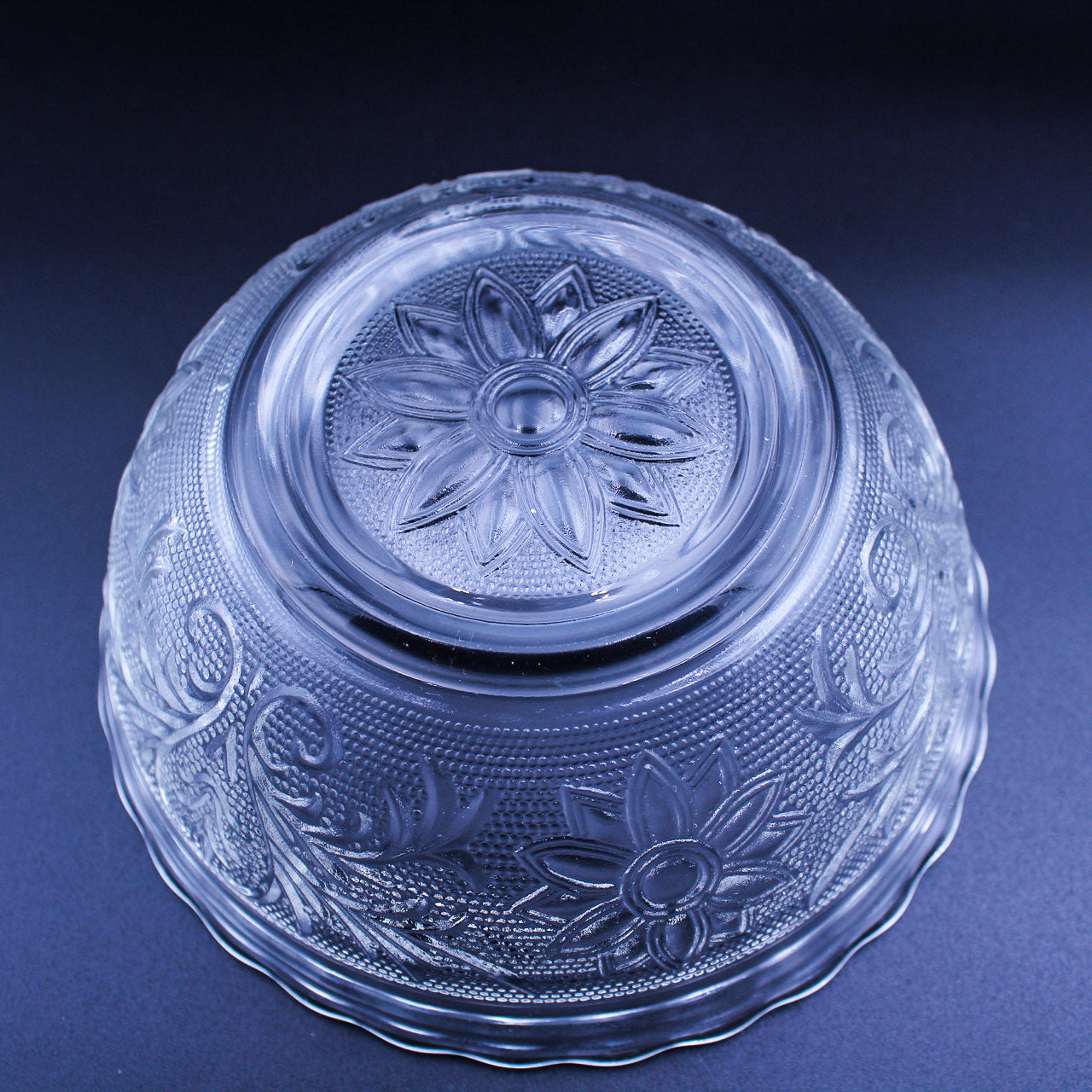 Anchor Hocking Sandwich Clear Glass Bowl — 6⅜" Pressed Floral Design