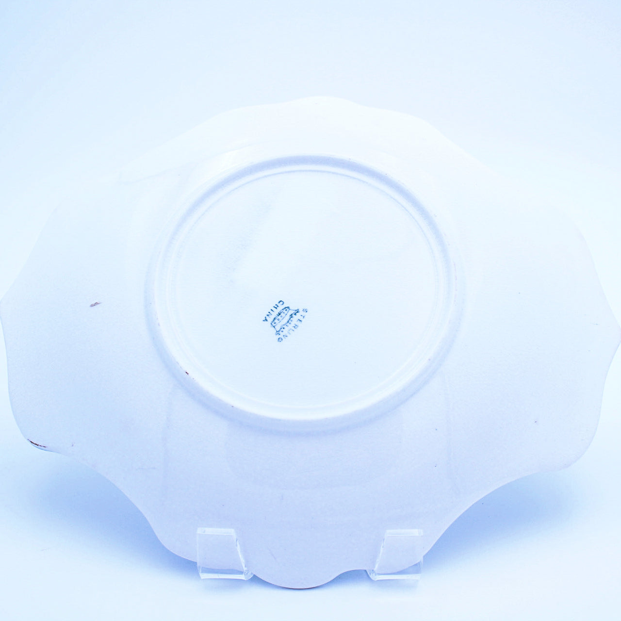 Sterling China Aqua-Blue Scalloped Serving Bowl, Rare Inlay Pattern