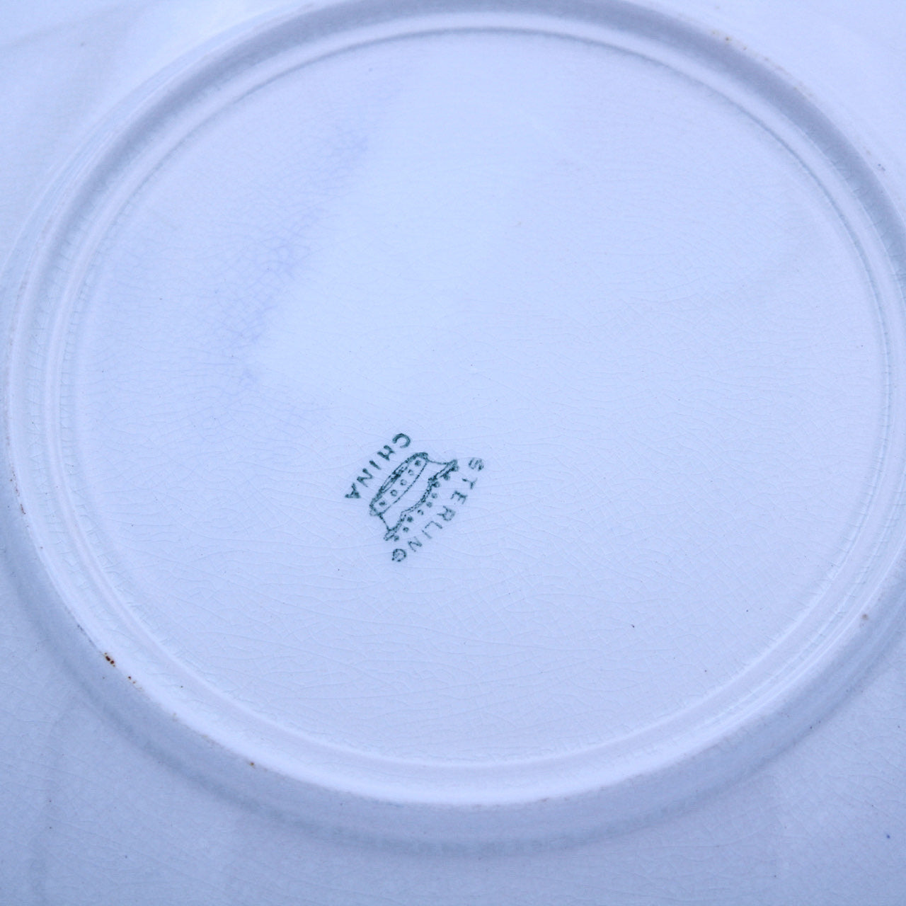 Sterling China Aqua-Blue Scalloped Serving Bowl, Rare Inlay Pattern