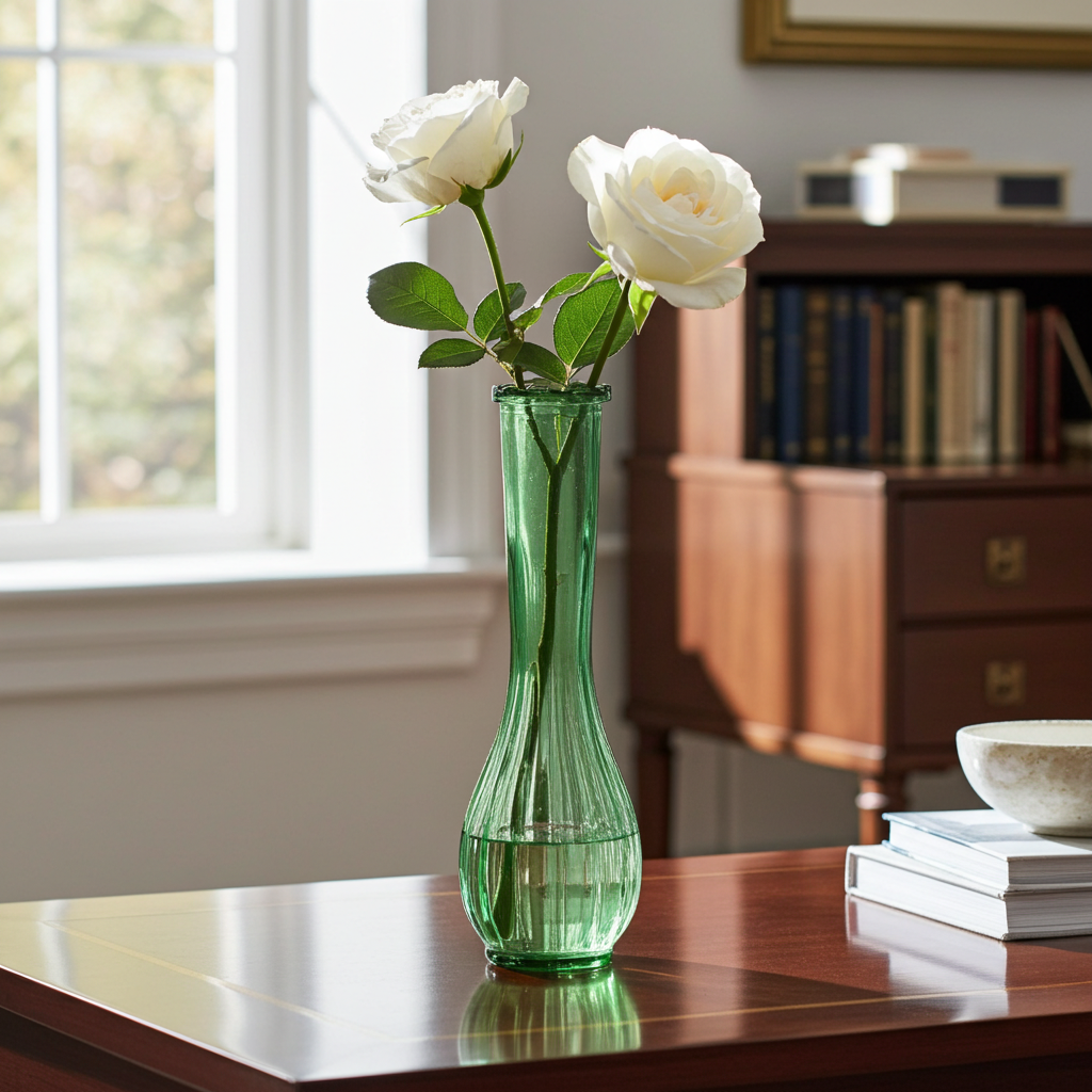 Emerald Ribbed Glass Bud Vase — Portland Glass
