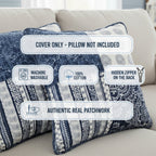 DaDa Bedding 2-teiliges Bohemian Denim Blue Elegance Kissenbezug-Set – 45 x 45 cm (JHW660)