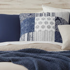 DaDa Bedding Patchwork Denim Blue Elegance Böhmische Euro-Kissenhülle - 66 x 66 cm - 1 Stk. (JHW660)