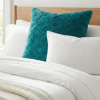 DaDa Bedding Jewel Tones Smaragdgrün-Blaues luxuriöses Kunstfell-Kissenbezug (171805)