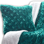 DaDa Bedding Jewel Tones Smaragdgrün-Blaues luxuriöses Kunstfell-Kissenbezug (171805)