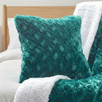 DaDa Bedding Jewel Tones Smaragdgrün-Blaues luxuriöses Kunstfell-Kissenbezug (171805)