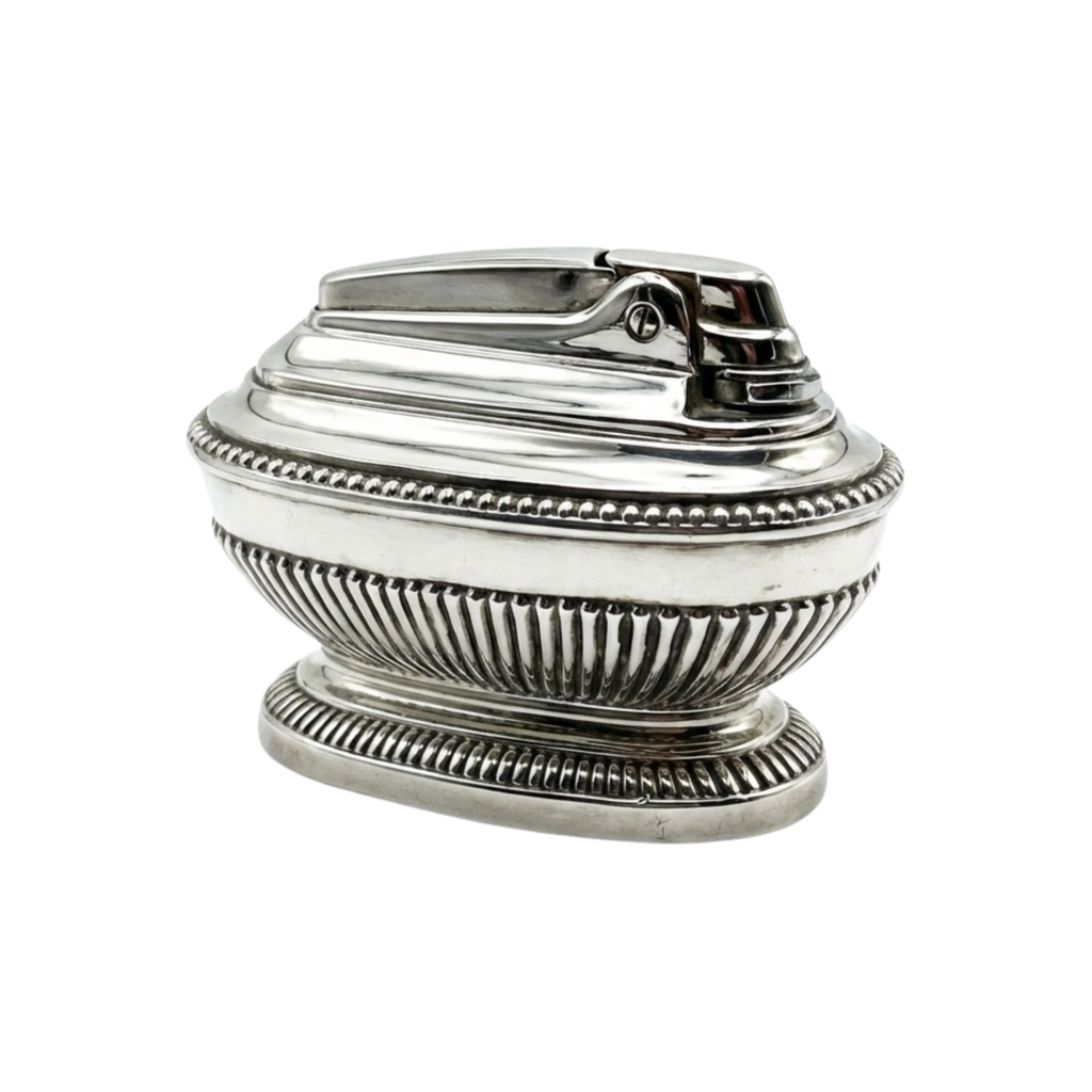 Vintage Ronson “Queen Anne” Table Lighter – Silver‑Plated Mid‑Century Design