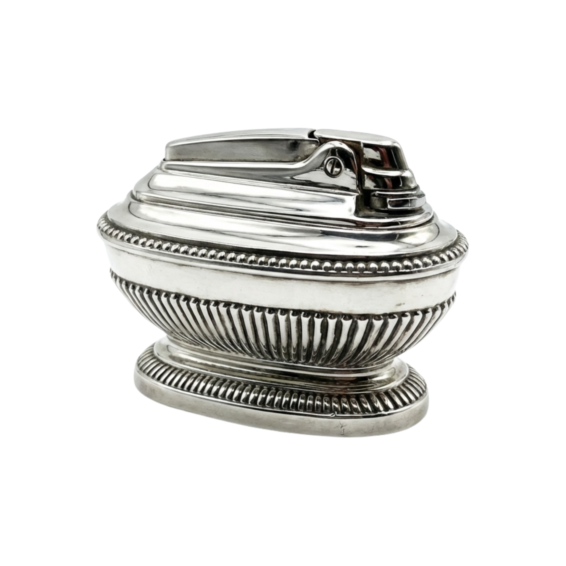Vintage Ronson “Queen Anne” Table Lighter – Silver‑Plated Mid‑Century Design