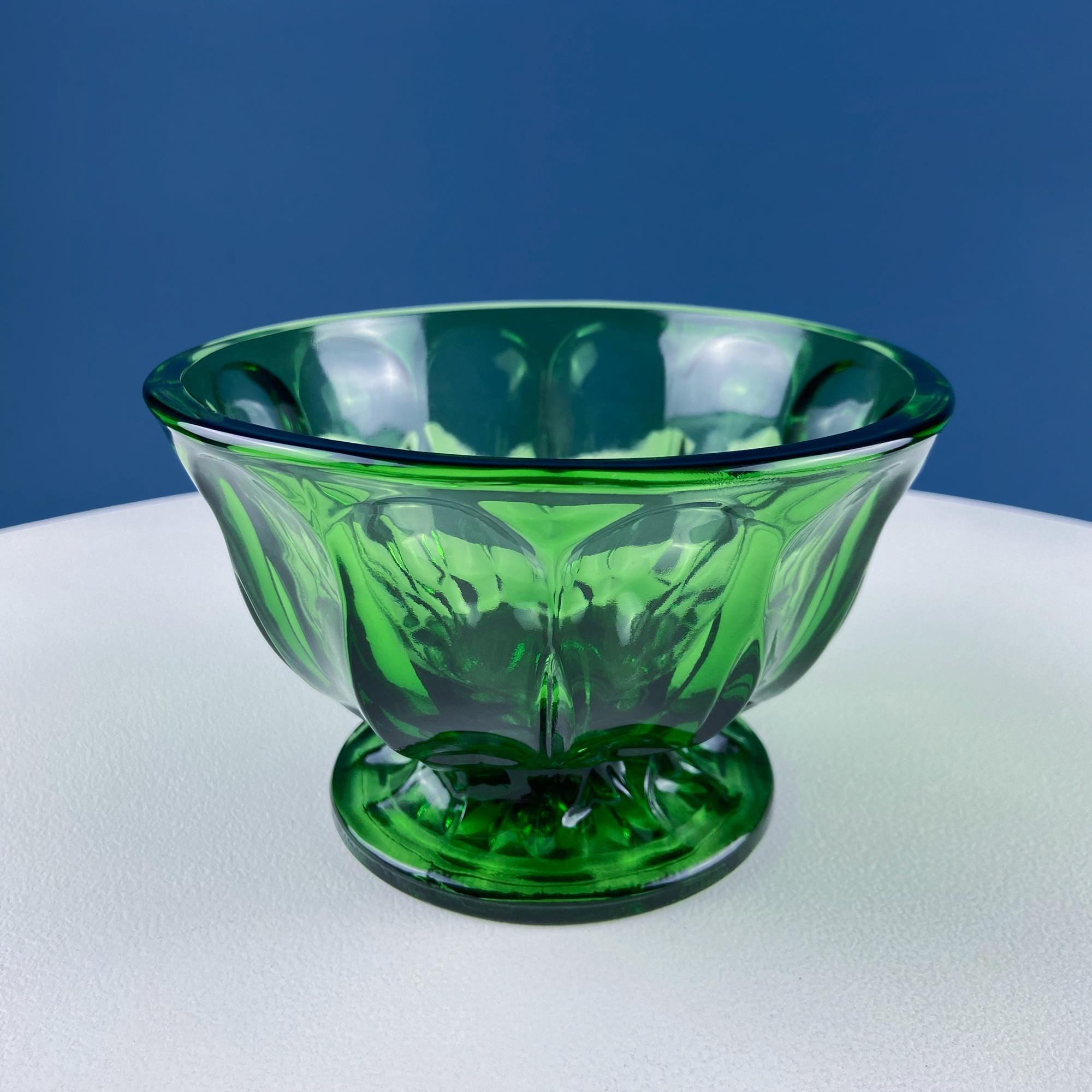 Green Glass Footed Serving Bowl – Anchor Hocking Pressed Glass