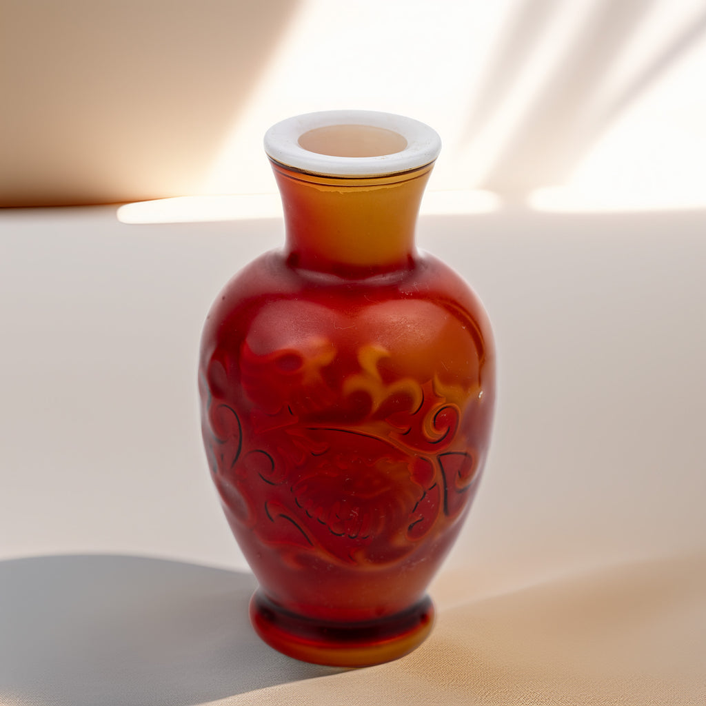 Avon Spring Bouquet Fragranced Vase - Oriental Red Cased Glass