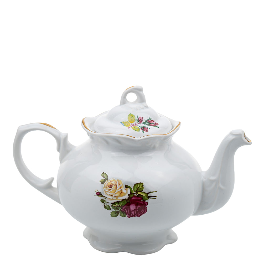 Arthur Wood & Son Staffordshire Floral Teapot #6489 - Gilt Trim