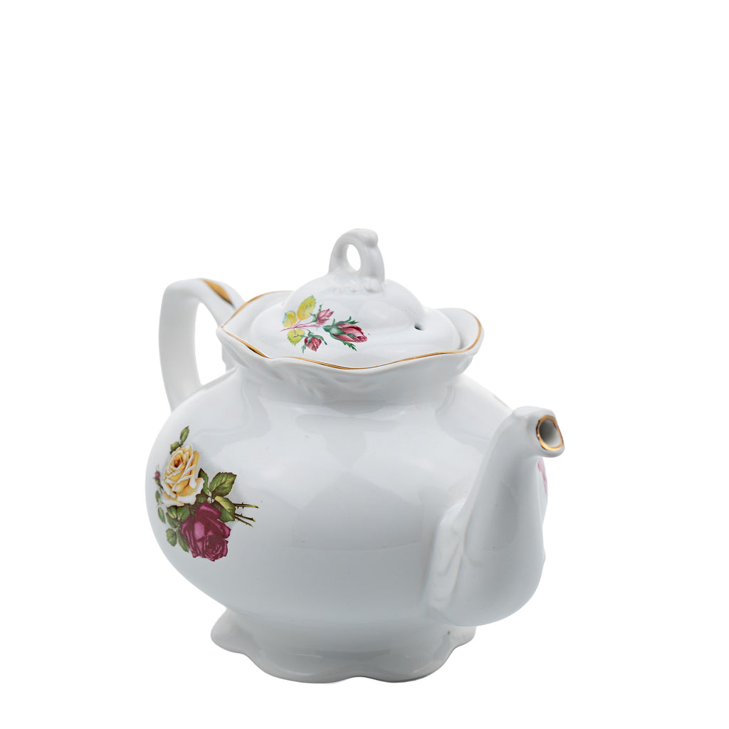 Arthur Wood & Son Staffordshire Floral Teapot #6489 - Gilt Trim