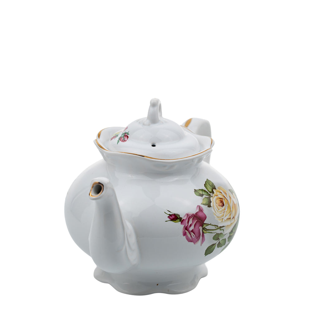 Arthur Wood & Son Staffordshire Floral Teapot #6489 - Gilt Trim