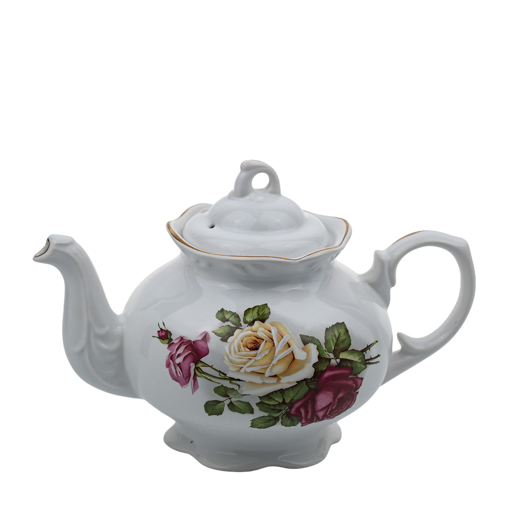 Arthur Wood & Son Staffordshire Floral Teapot #6489 - Gilt Trim