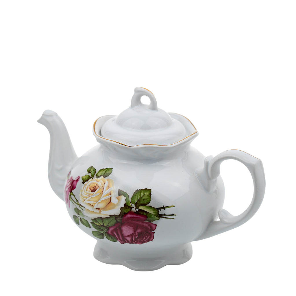 Arthur Wood & Son Staffordshire Floral Teapot #6489 - Gilt Trim
