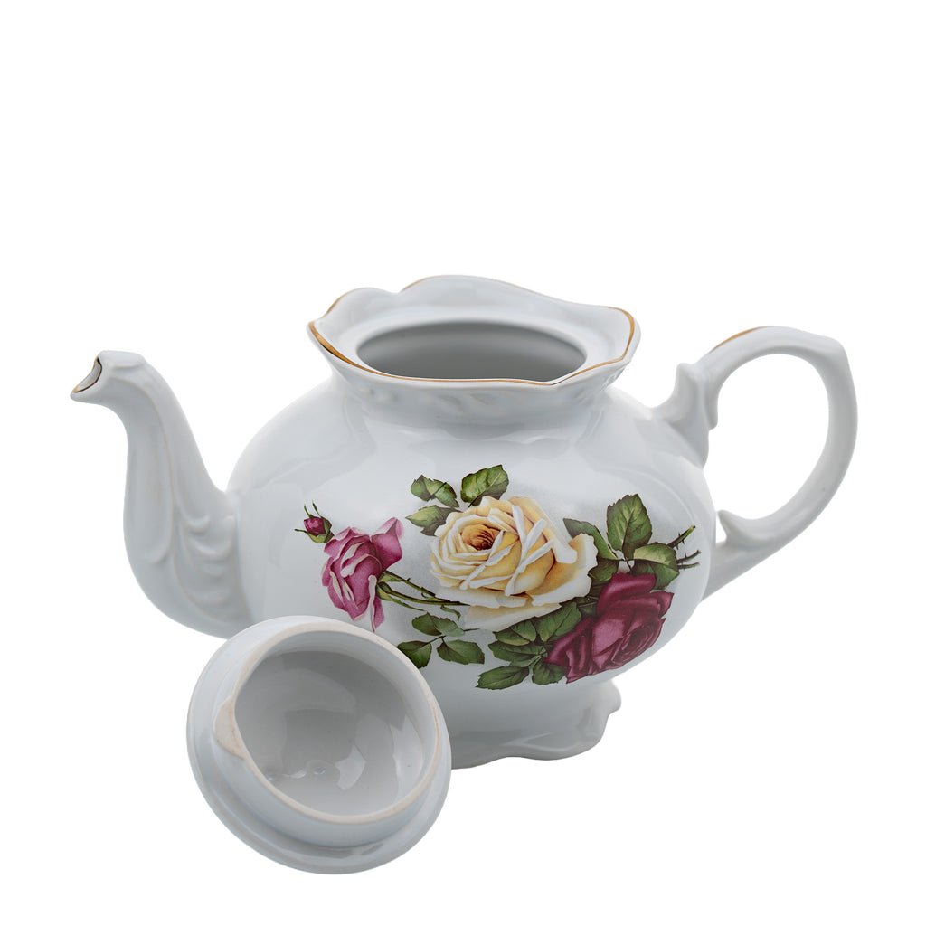 Arthur Wood & Son Staffordshire Floral Teapot #6489 - Gilt Trim