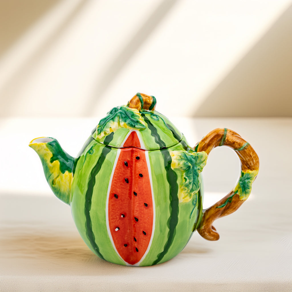 Ceramic Watermelon Teapot - Whimsical Fruit-Shaped Teapot