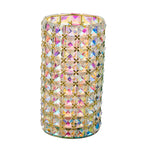 Valarie Parr Hill Crystal Cylinder Candle Holders - Iridescent Gold / Silver Lattice