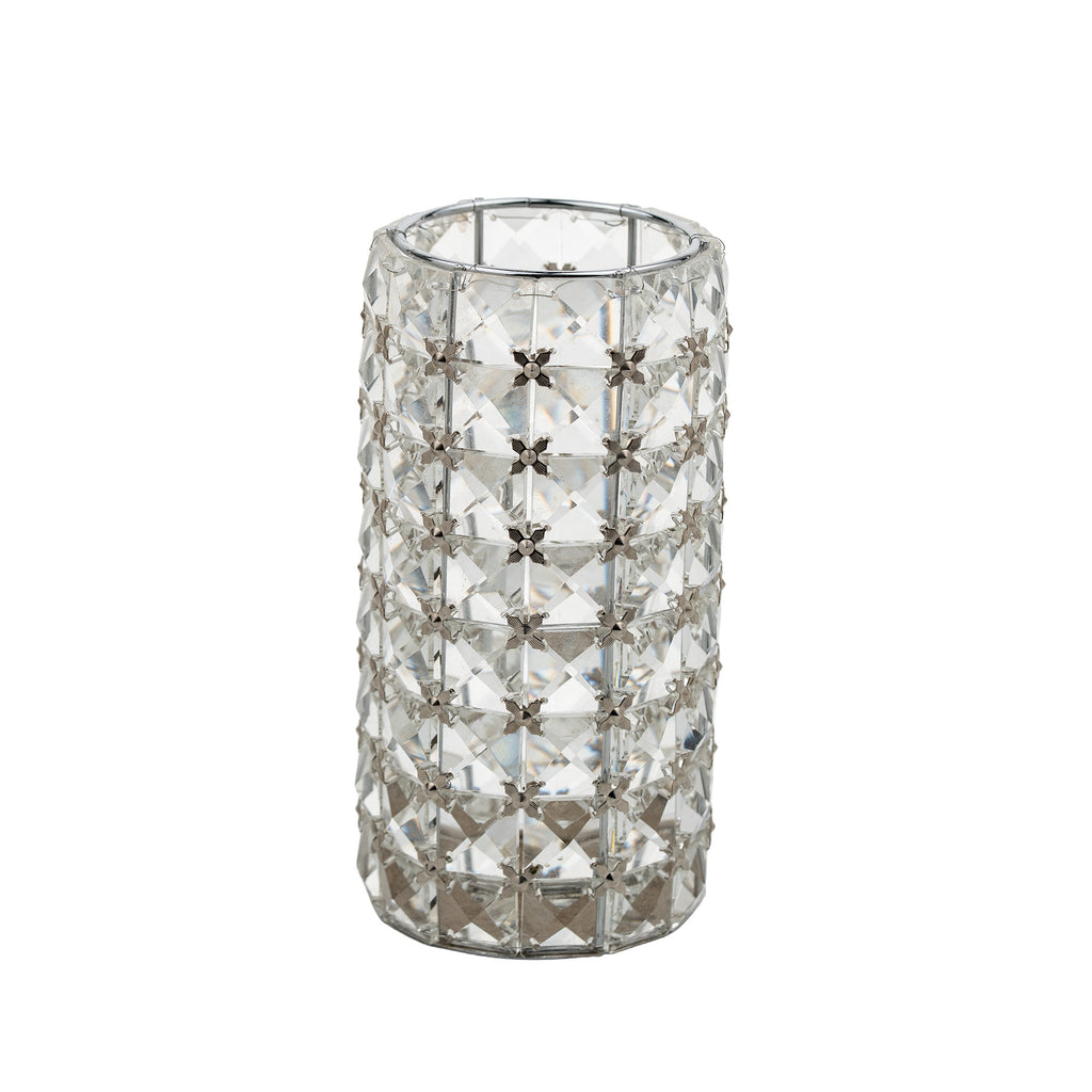 Valarie Parr Hill Crystal Cylinder Candle Holders - Iridescent Gold / Silver Lattice