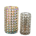 Valarie Parr Hill Crystal Cylinder Candle Holders - Iridescent Gold / Silver Lattice