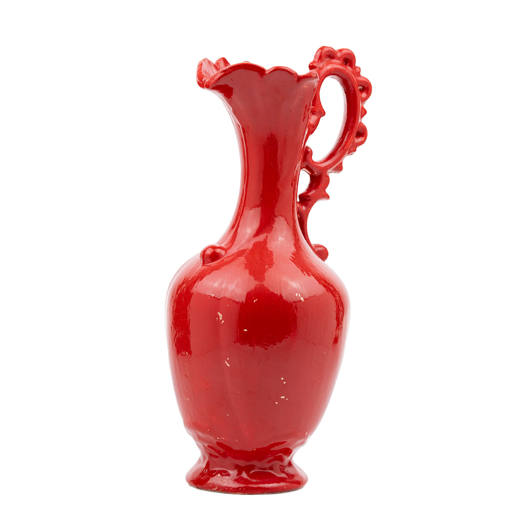 Handmade Ceramic Ewer - Glossy Red Glaze