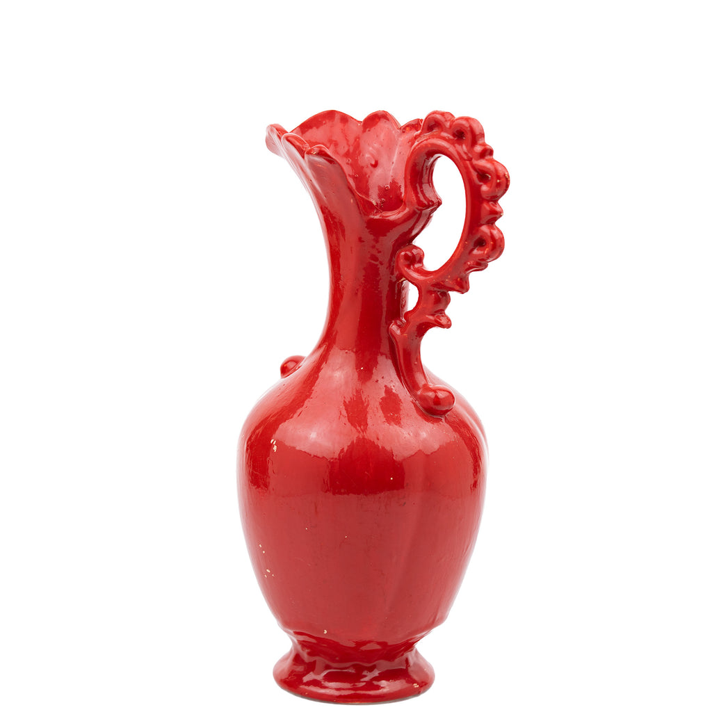Handmade Ceramic Ewer - Glossy Red Glaze