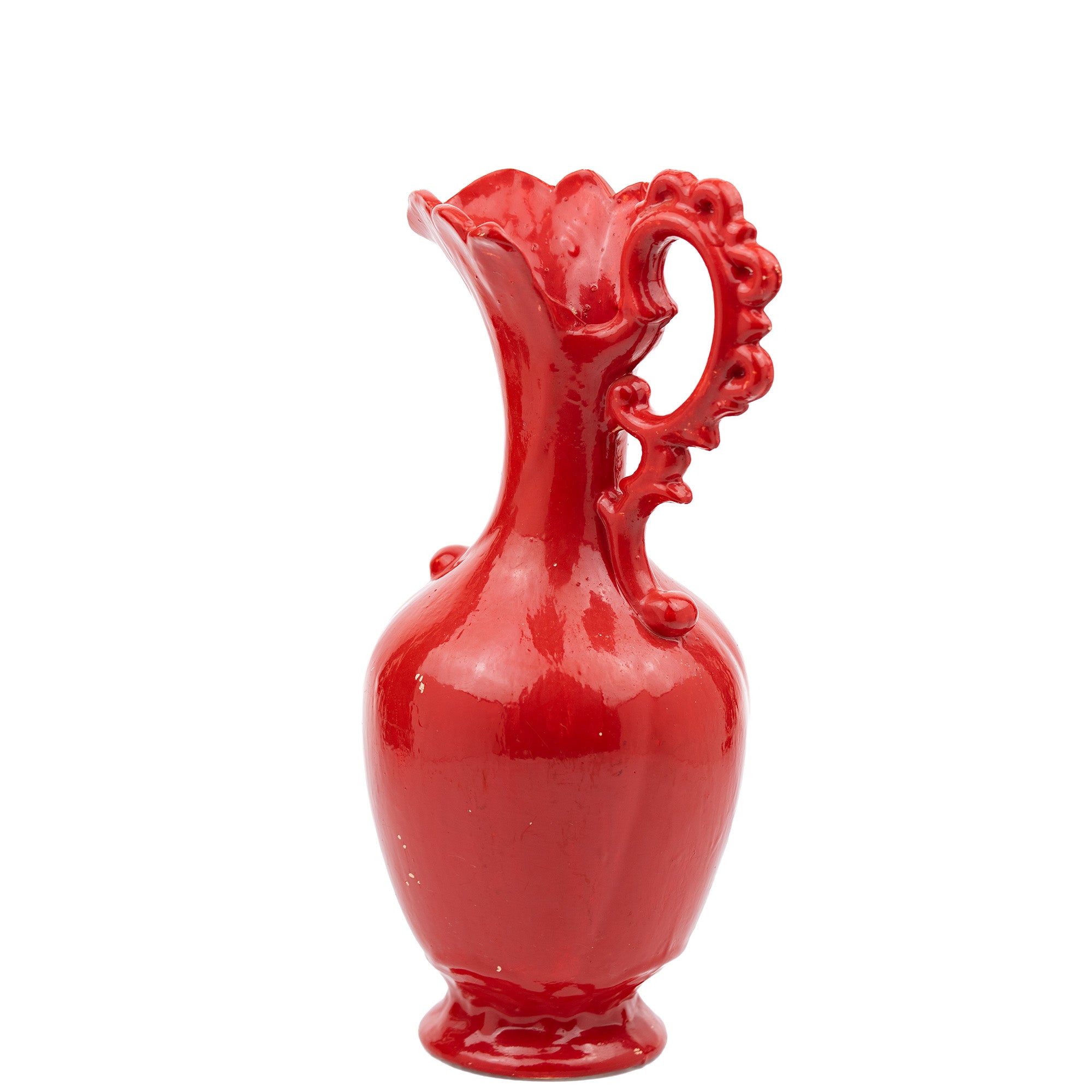 Handmade Ceramic Ewer - Glossy Red Glaze