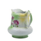 Porcelain Floral Pitcher - Pink Rose Scalloped Rim