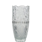 Large Sawtooth Rim Cut Crystal Vase - Starburst & Diamond Cuts
