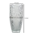 Large Sawtooth Rim Cut Crystal Vase - Starburst & Diamond Cuts
