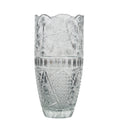 Large Sawtooth Rim Cut Crystal Vase - Starburst & Diamond Cuts