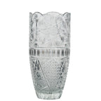 Large Sawtooth Rim Cut Crystal Vase - Starburst & Diamond Cuts